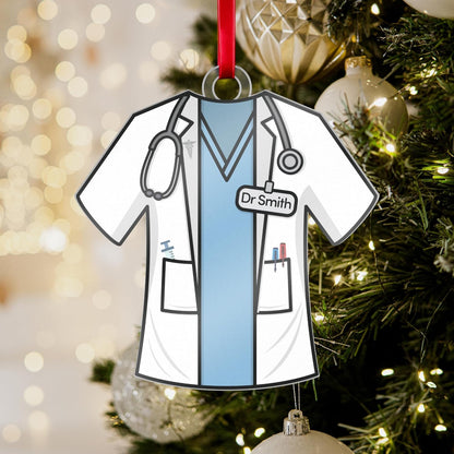 Personalized Doctor Uniform Ornament – Custom Acrylic Christmas Keepsake with Name on Medical Scrubs Design – Physician Ornament Gift for Doctors, Nurses, Medical Students, Tree Decoration