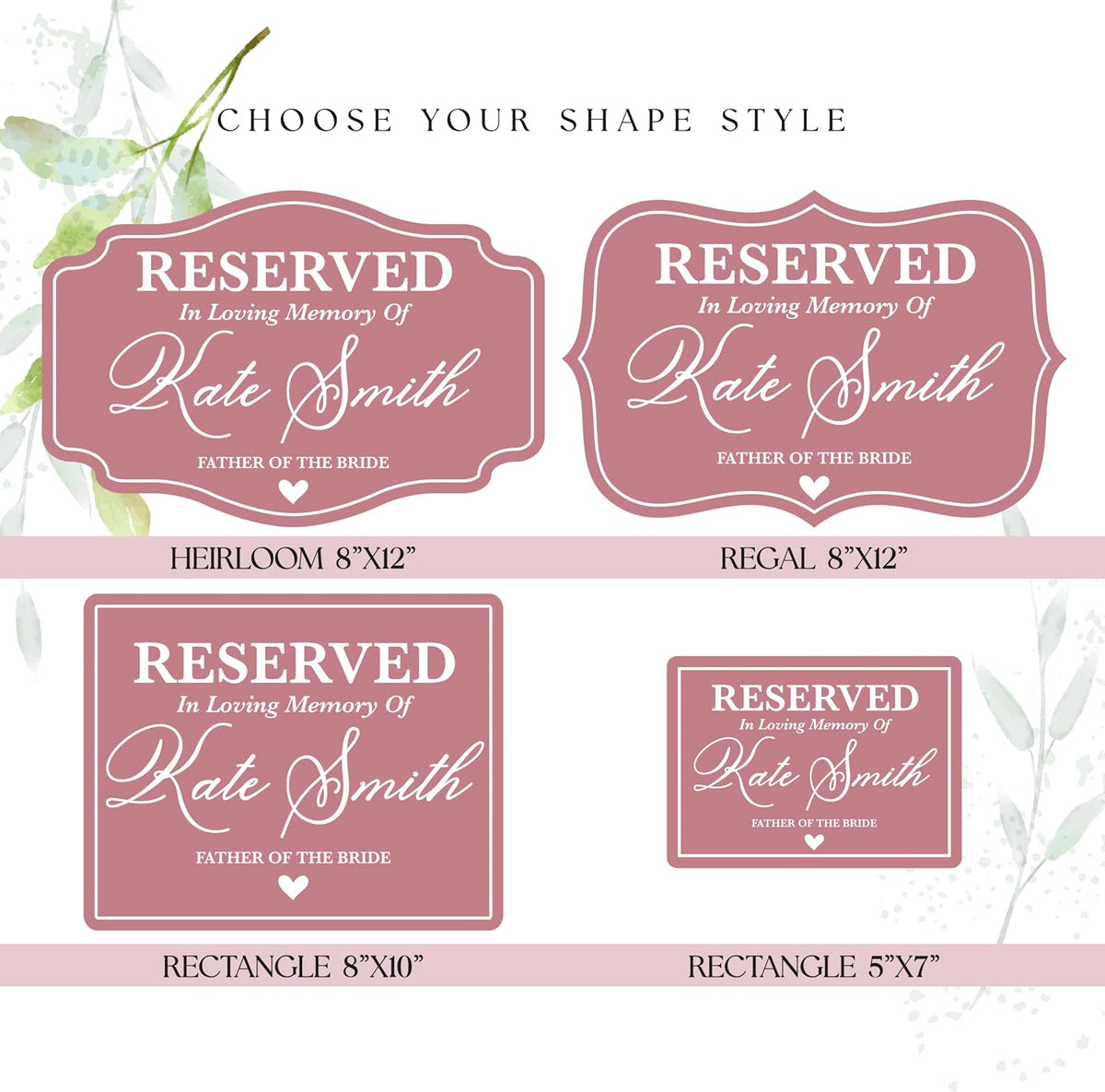 Personalized In Loving Memory Wedding Sign, Custom Memorial Chair Banner