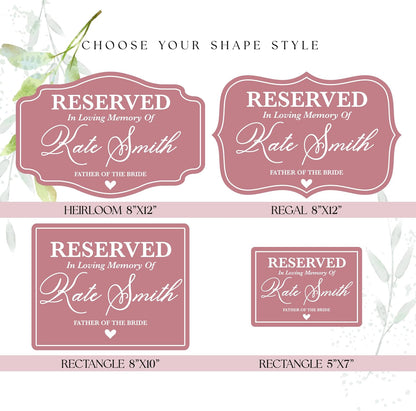Personalized In Loving Memory Wedding Sign, Custom Memorial Chair Banner