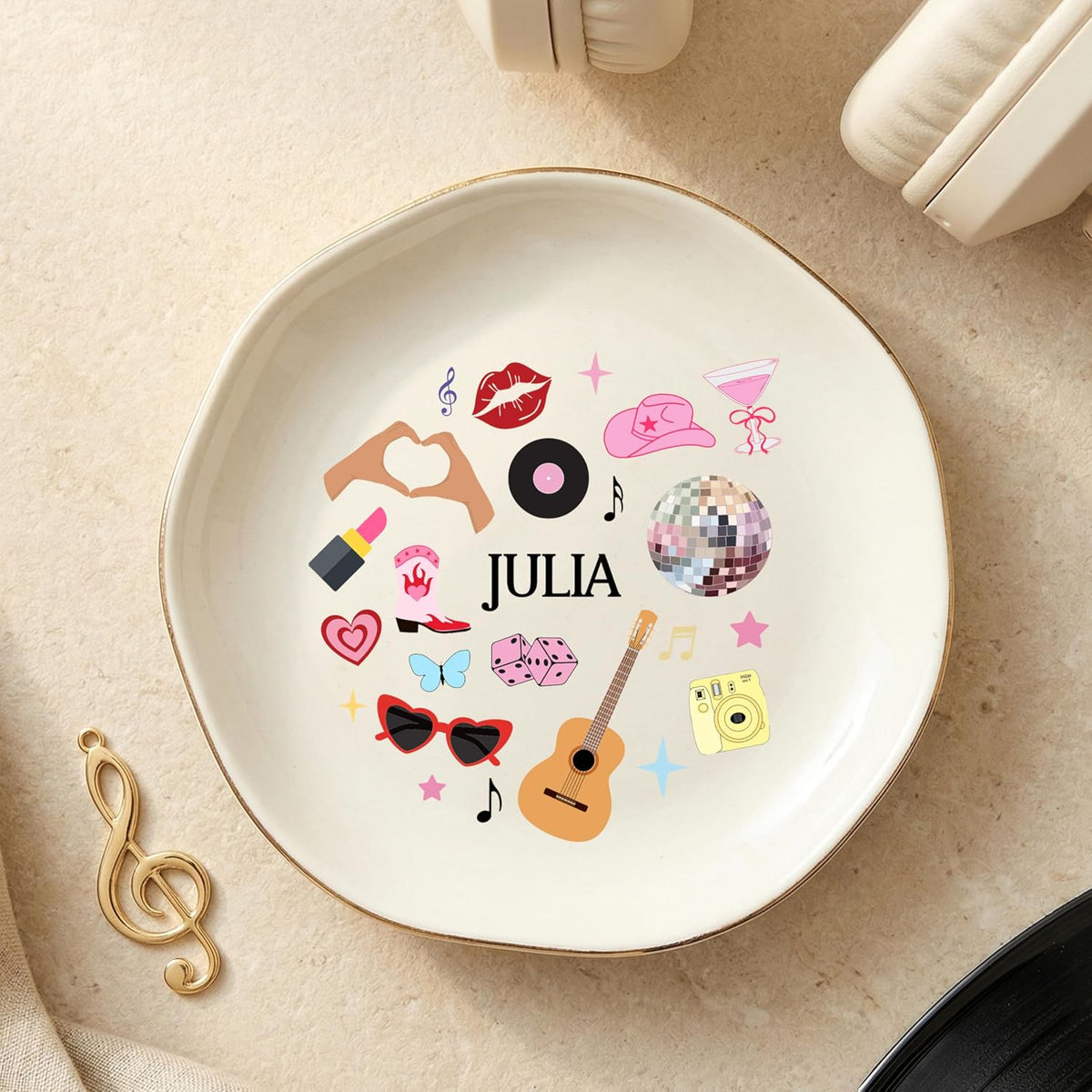 Personalized Ring Dish with Name, Custom Jewelry Tray Gift for Women, Bridesmaids, Mom, Grandma, or Best Friends