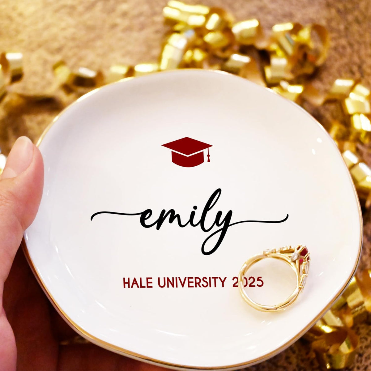Zexpa Apparel Personalized Ring Dish Jewelry Tray Custom Name Trinket Dish for Women Engagement Bride Wedding Gift Ring Holder Dish Jewelry Organizer Gift for Wife Girlfriend Sister