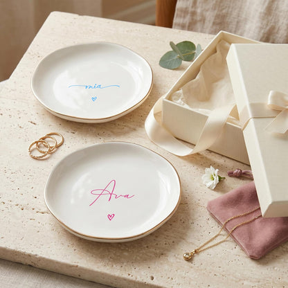 Personalized Ring Dish with Name, Custom Jewelry Tray Gift for Women, Bridesmaids, Mom, Grandma, or Best Friends