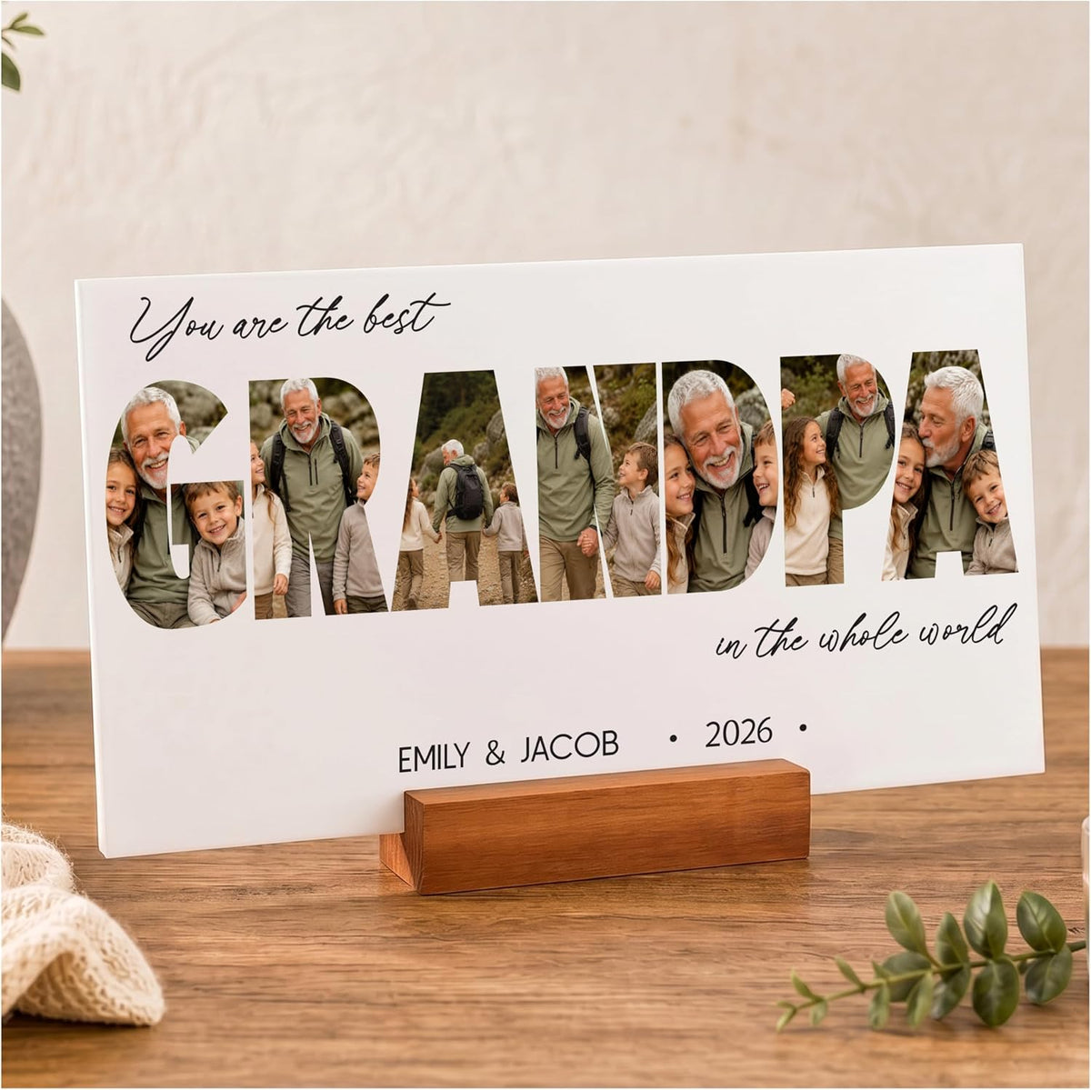 Personalized Father’s Day Present for Dad, Custom Photo Acrylic Plaque with LED Night Light Dad Picture Frame Gift