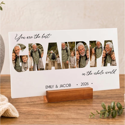 Personalized Father’s Day Present for Dad, Custom Photo Acrylic Plaque with LED Night Light Dad Picture Frame Gift