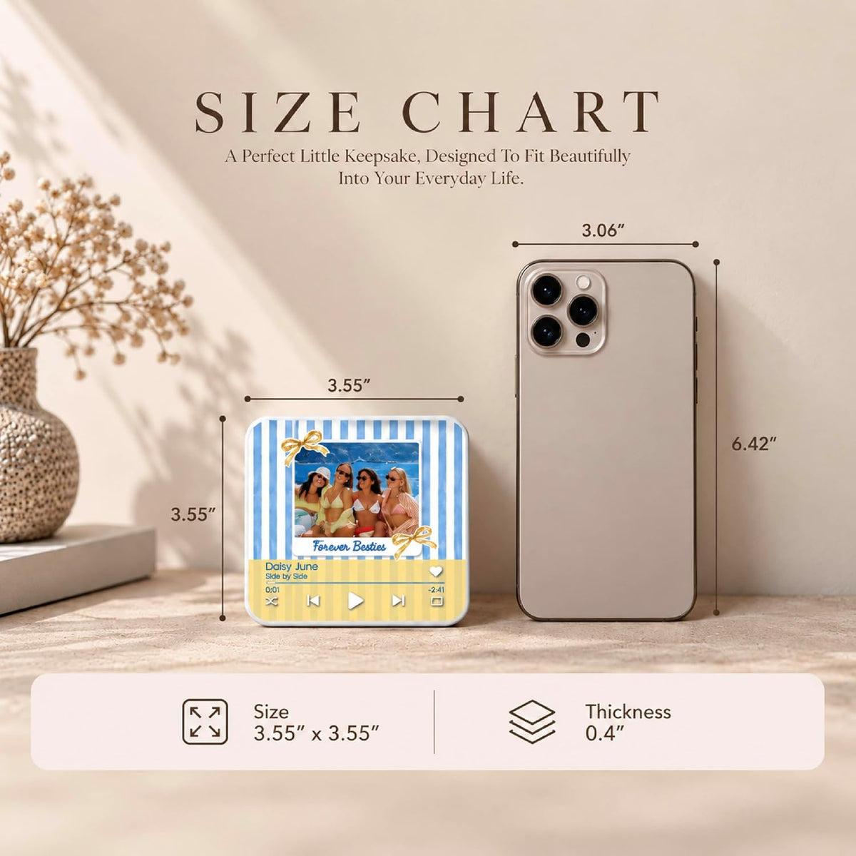 Custom Baby Heartbeat Music Fridge Magnet with Ultrasound Photo and Name