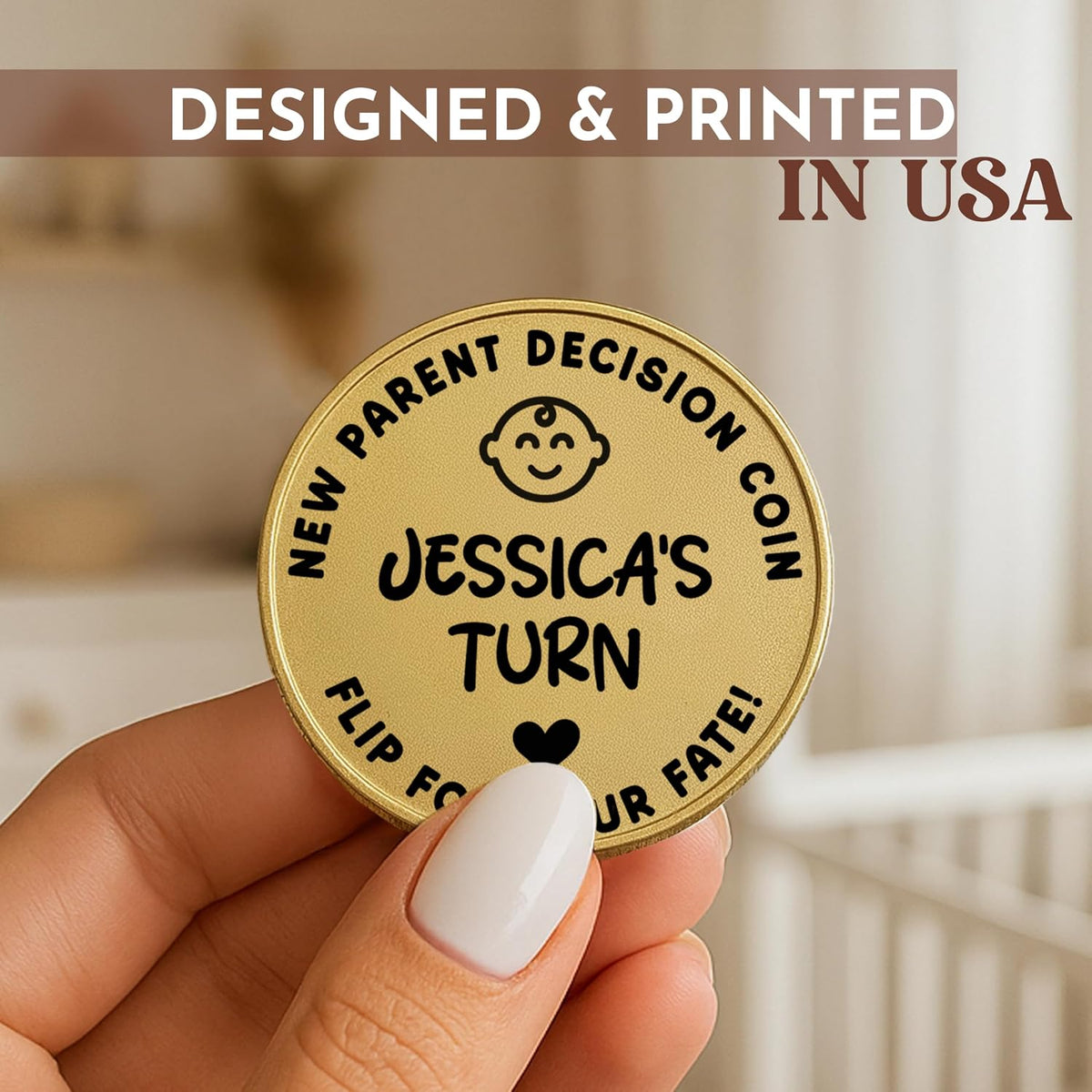 New Baby Gift Decision Coin – Personalized Decision Maker Coin for New Parents with “Mommy vs Daddy” Flip – Custom Pregnancy Announcement Token for Baby Shower, Mother’s Day & Father’s Day