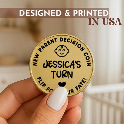 New Baby Gift Decision Coin – Personalized Decision Maker Coin for New Parents with “Mommy vs Daddy” Flip – Custom Pregnancy Announcement Token for Baby Shower, Mother’s Day & Father’s Day