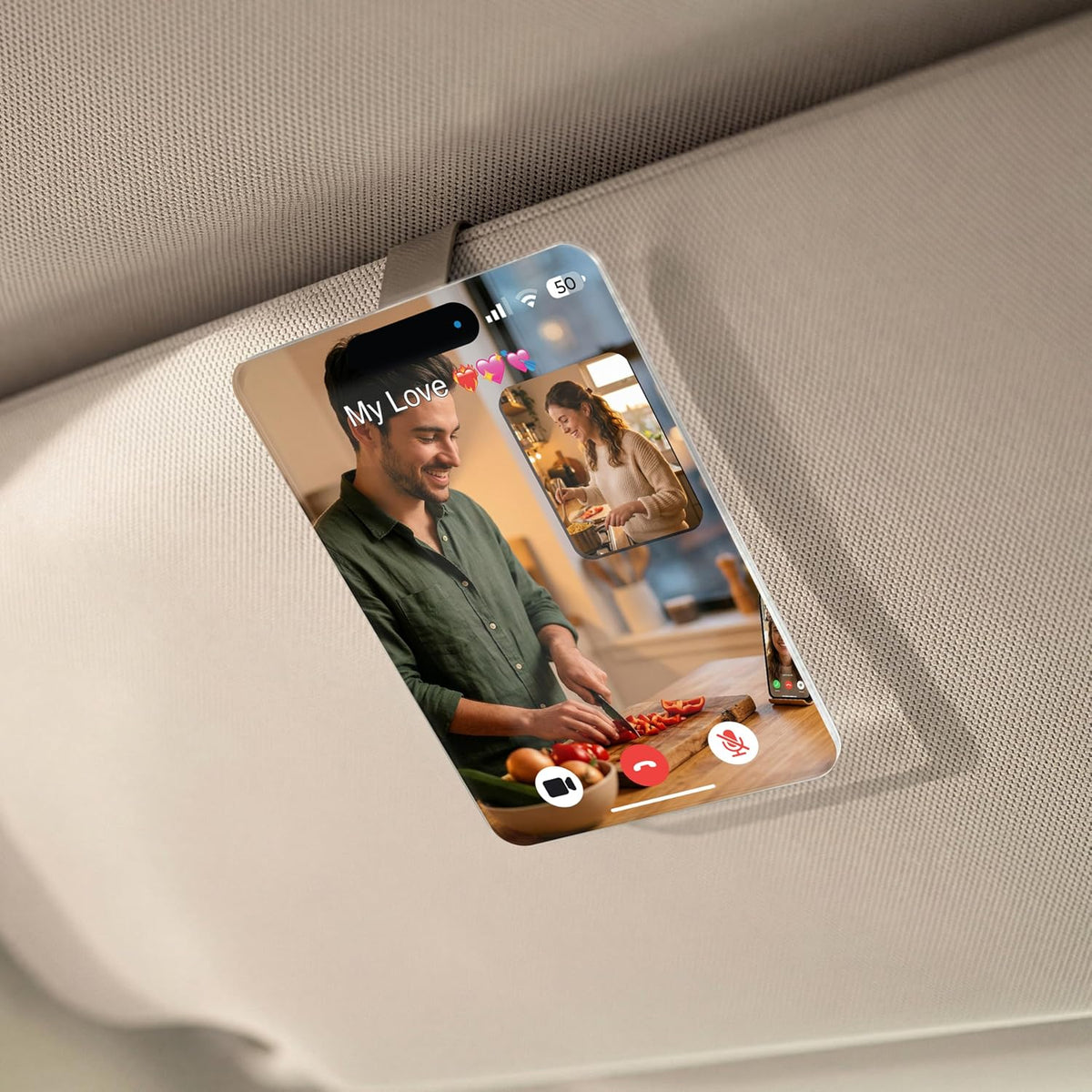 Personalized Car Visor Photo Clip – Custom Acrylic Picture Holder with Text, Gift for Dad, Mom, Husband, Wife, or Girlfriend