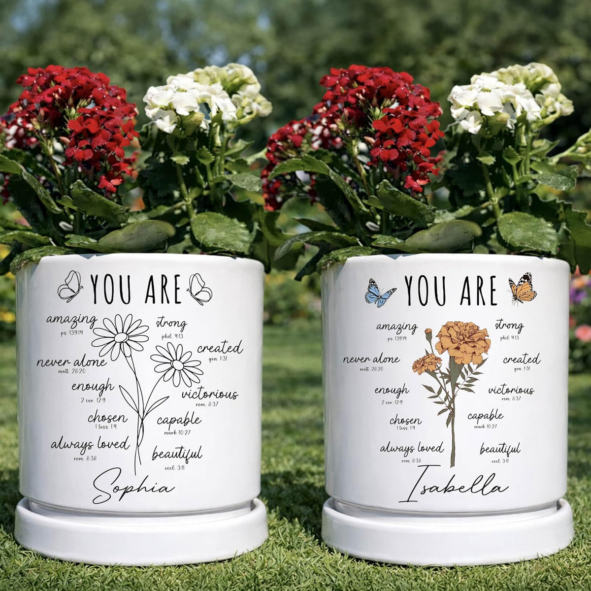 Zexpa Apparel Personalized Flower Pot for Grandma, Mom or Nana, Custom Birth Month Flower Planter with Names, Unique, Mother’s Day, Birthday or Holiday Present, Ceramic Pot