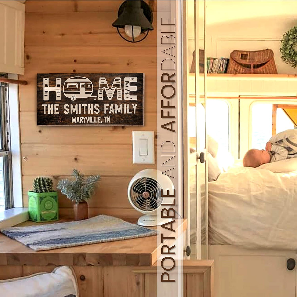 Personalized Camping Wood Sign with Name, Custom RV Camper Address Plaque