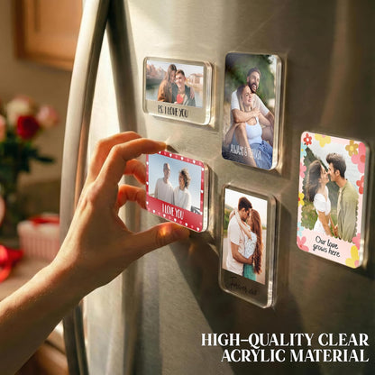 Personalized Valentine's Day Photo Magnet Gift - Custom Acrylic Refrigerator Magnet with Couple Picture & Message - Romantic Keepsake for Him or Her - Love You Forever Memory Display