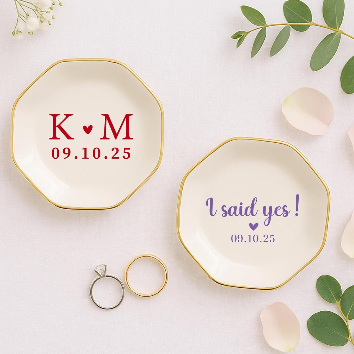 Zexpa Apparel Personalized Ring Dish Jewelry Tray Custom Name Trinket Dish for Women Engagement Bride Wedding Gift Ring Holder Dish Jewelry Organizer Gift for Wife Girlfriend Sister