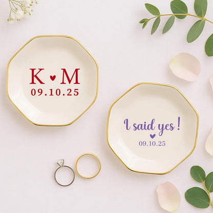 Zexpa Apparel Personalized Ring Dish Jewelry Tray Custom Name Trinket Dish for Women Engagement Bride Wedding Gift Ring Holder Dish Jewelry Organizer Gift for Wife Girlfriend Sister