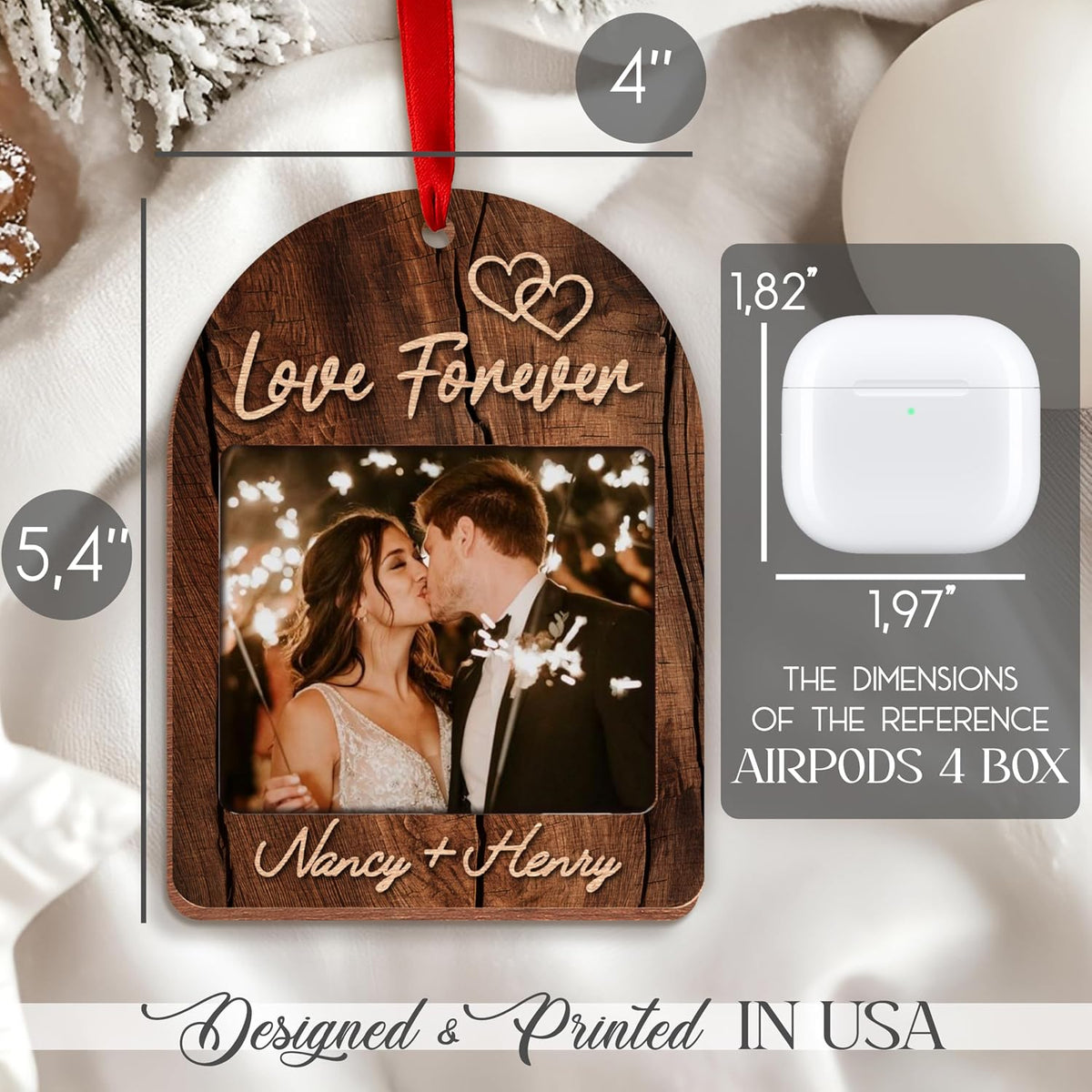 Coming Soon Baby Announcement Ornament – Personalized Wood Frame for Ultrasound Photo – Pregnancy Reveal Keepsake for New Parents, Grandparents, Christmas Tree or Year-Round Display