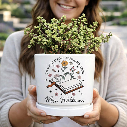 Zexpa Apparel Personalized Flower Pot for Grandma, Mom or Nana, Custom Birth Month Flower Planter with Names, Unique, Mother’s Day, Birthday or Holiday Present, Ceramic Pot