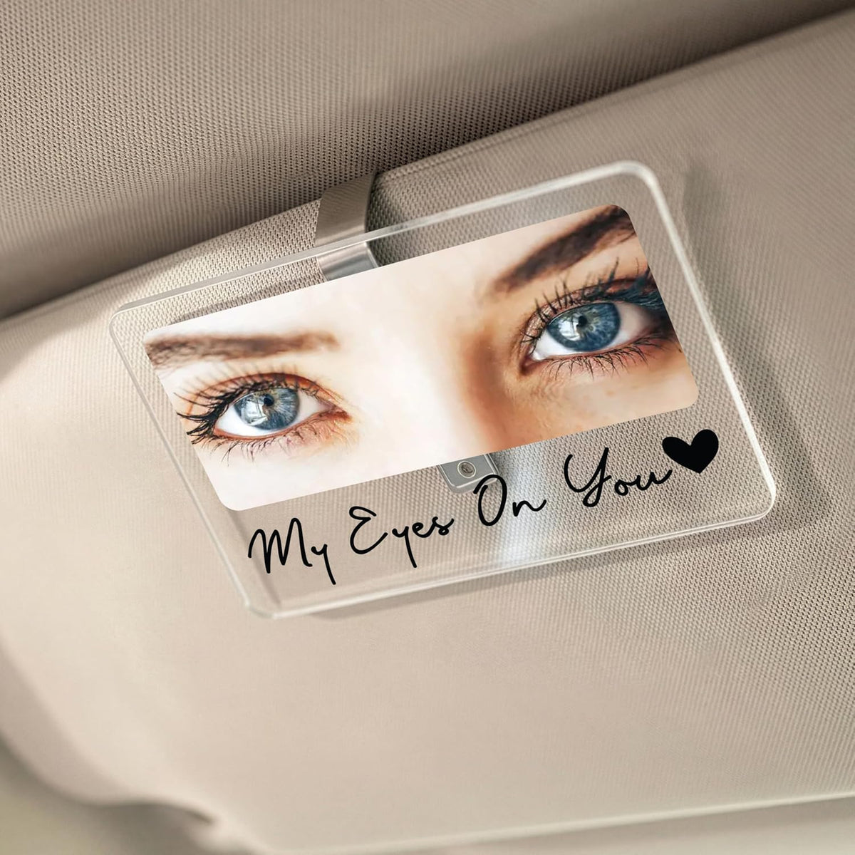 Personalized Car Visor Photo Clip – Custom Acrylic Picture Holder with Text, Gift for Dad, Mom, Husband, Wife, or Girlfriend