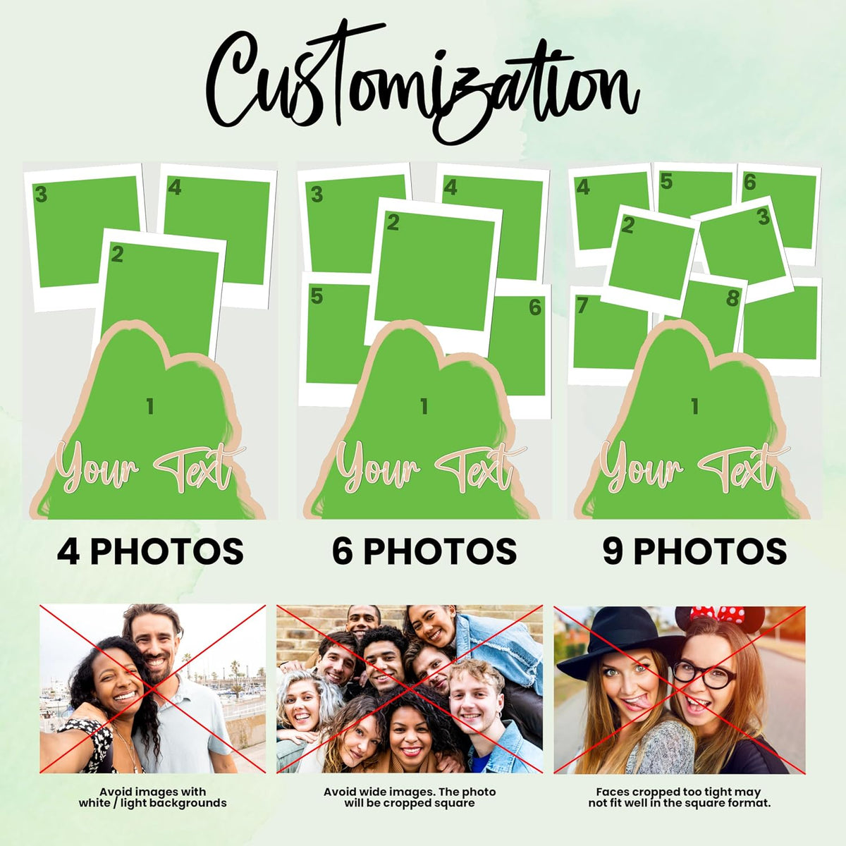 Personalized Besties or Sisters Acrylic Photo Collage Gift with Custom Text & 4–9 Photos – Custom LED or Wood Base Display for Birthday, Friendship, Christmas, Galentine’s Day, Room Decor