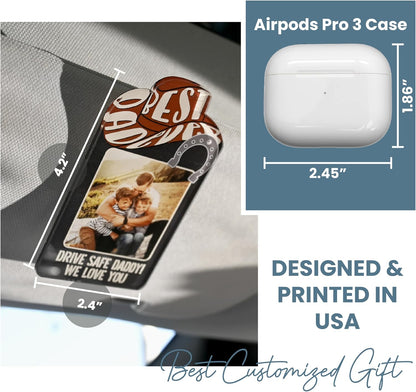 Personalized Car Visor Photo Clip – Custom Acrylic Picture Holder with Text, Gift for Dad, Mom, Husband, Wife, or Girlfriend