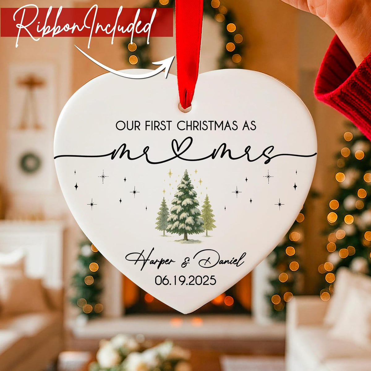 Personalized Our First Christmas as a Couple Ornament, Custom Newlywed Gift