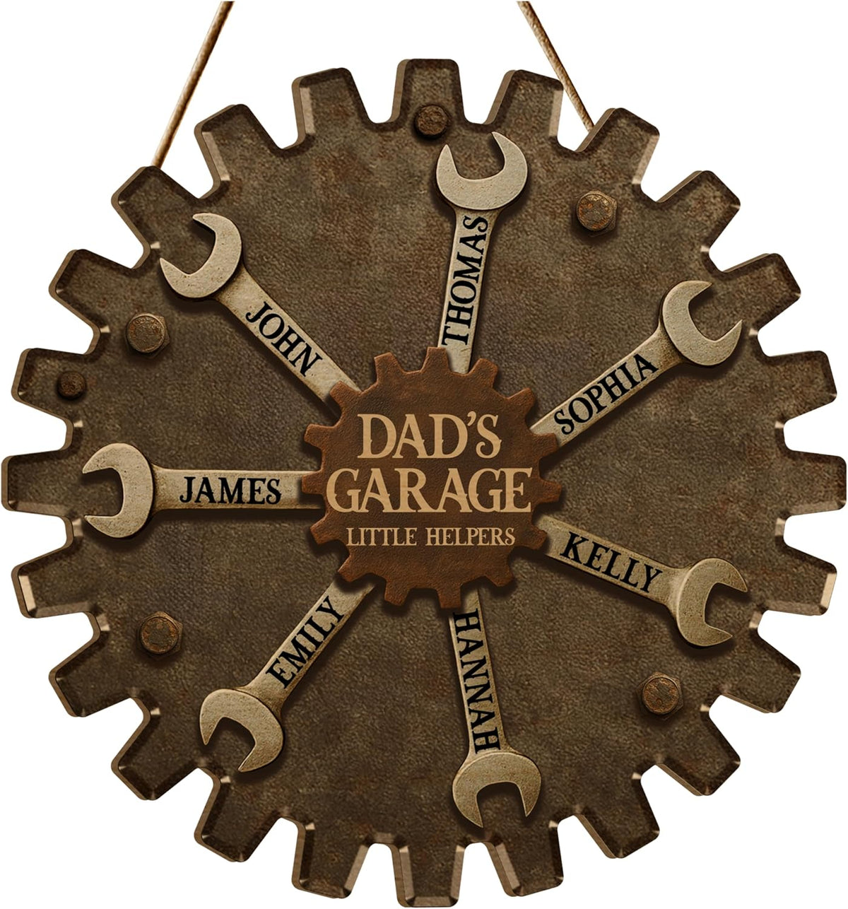 Personalized Dad's Garage Sign with Children's Names, Custom Workshop Decor
