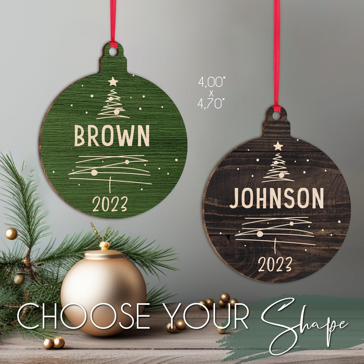 Customized Christmas Tree Decor Ornament, Personalized 2023 Xmas Stocking & Gift Tag