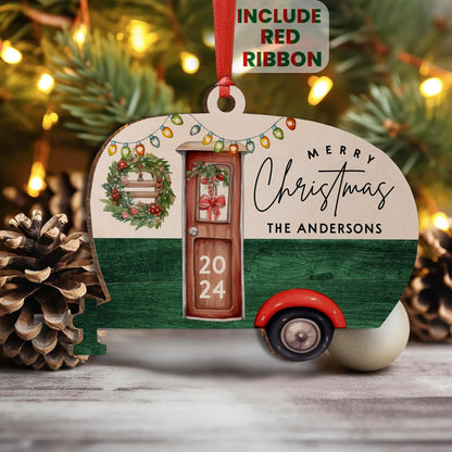 Personalized RV Christmas Wood Ornament, Custom Camper Camping