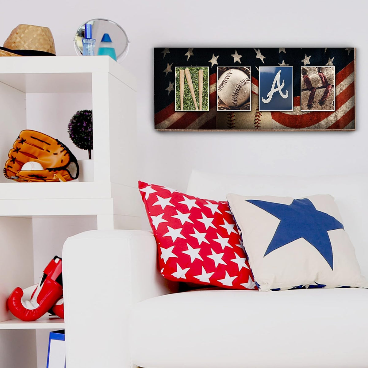 Personalized Baseball Wood Sign with Name, Custom Sports Wall Decor for Men