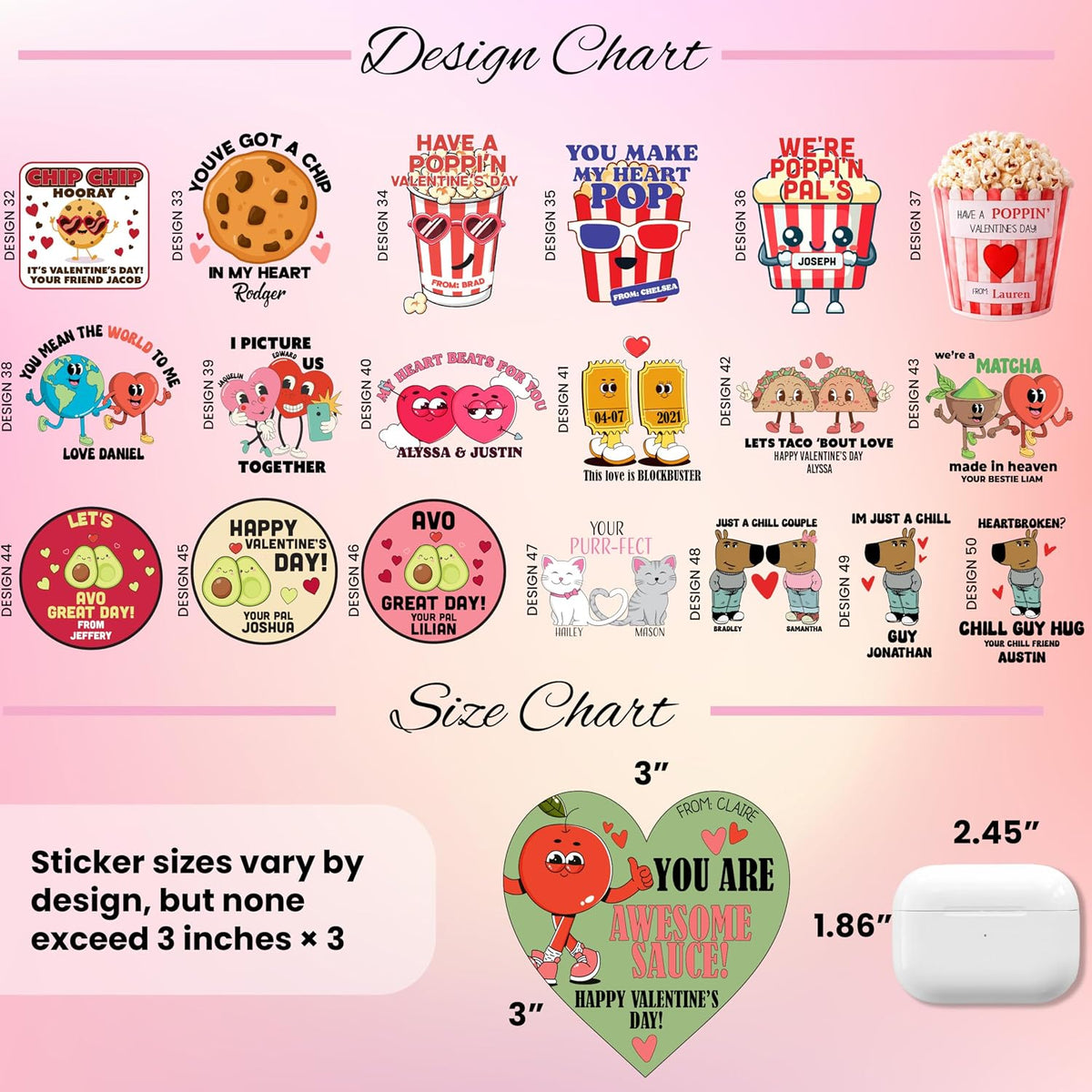 Personalized Valentine’s Day Treat Stickers – Cute Custom Labels for Applesauce, Chips, Cookies, Popcorn – Classroom Exchange Gift Tags for Kids, Friends – Add Name, Fun Puns