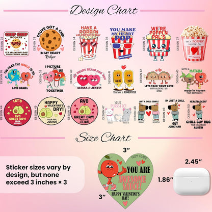 Personalized Valentine’s Day Treat Stickers – Cute Custom Labels for Applesauce, Chips, Cookies, Popcorn – Classroom Exchange Gift Tags for Kids, Friends – Add Name, Fun Puns