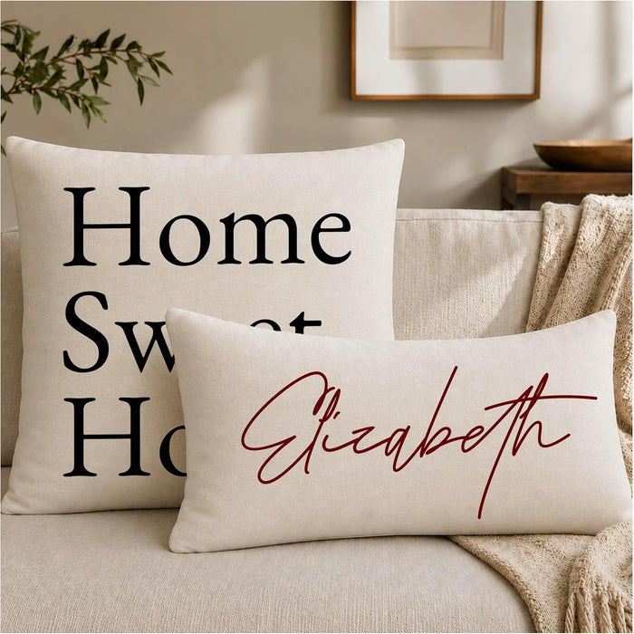 Personalized Name Pillow Cover, Custom Decorative Throw Pillow Case