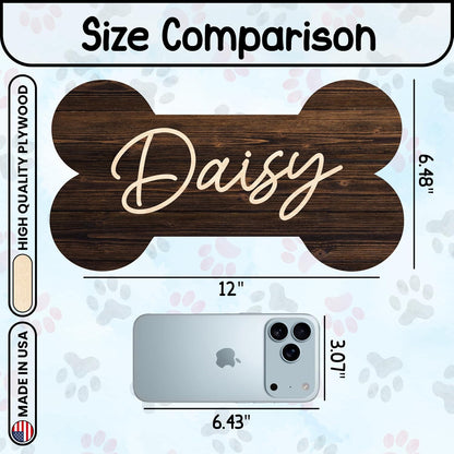 Personalized Dog Bone Name Sign, Custom Wooden Wall Plaque for Pet Lovers