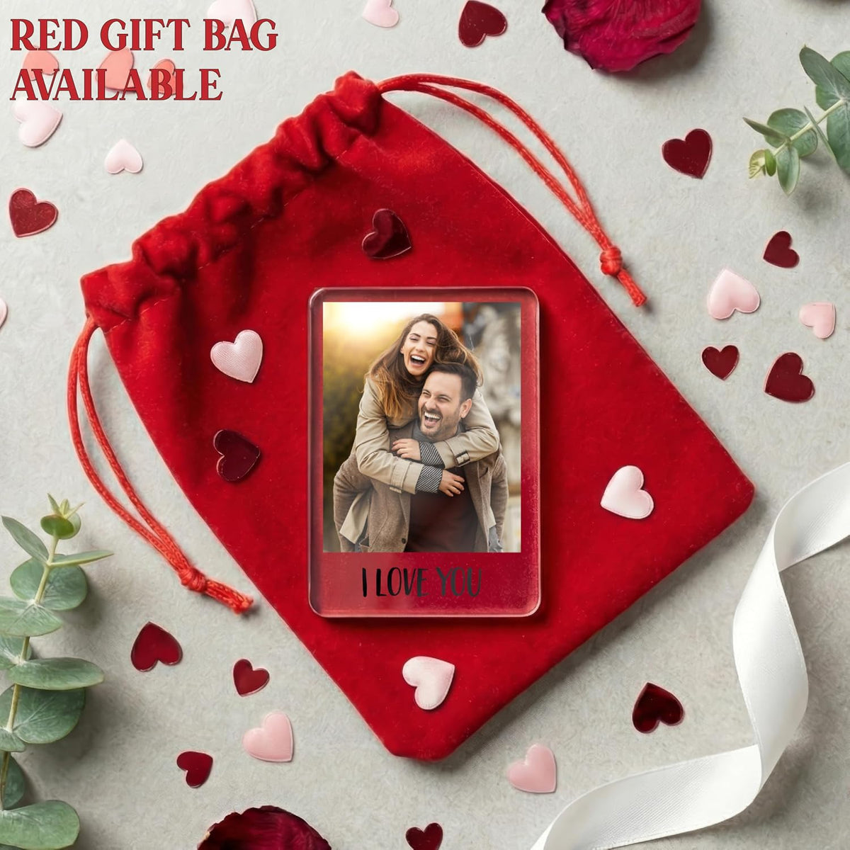 Personalized Valentine's Day Photo Magnet Gift - Custom Acrylic Refrigerator Magnet with Couple Picture & Message - Romantic Keepsake for Him or Her - Love You Forever Memory Display
