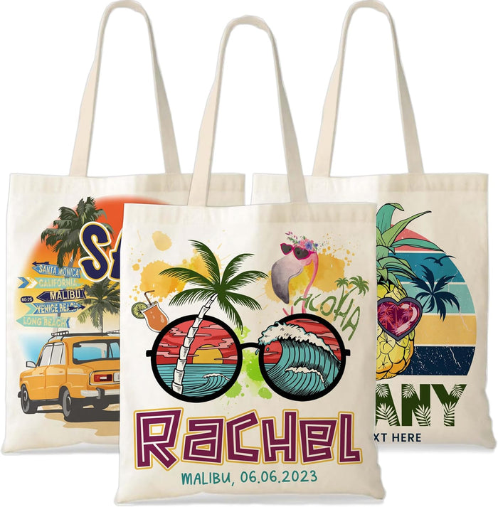 Personalized Canvas Tote Bags for Women with Name, Custom Beach Travel Gift