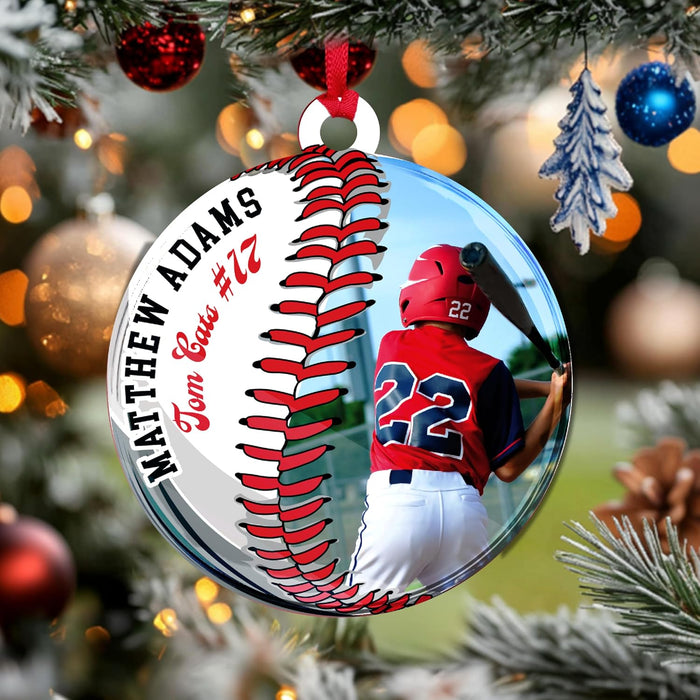 Personalized Baseball Christmas Ornament – Custom Photo & Name Sports Ornament for Kids, Players, Fans – Unique Xmas Tree Decoration & Gift Idea for Baseball Lovers, Boys, Girls, Teams & Coaches