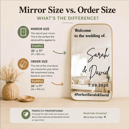 Personalized DIY Wedding Mirror Welcome Sign Decal - Custom Vinyl Sticker with Bride & Groom Names - Elegant Lettering for Bridal Shower, Reception Wall Decor, Event Signage
