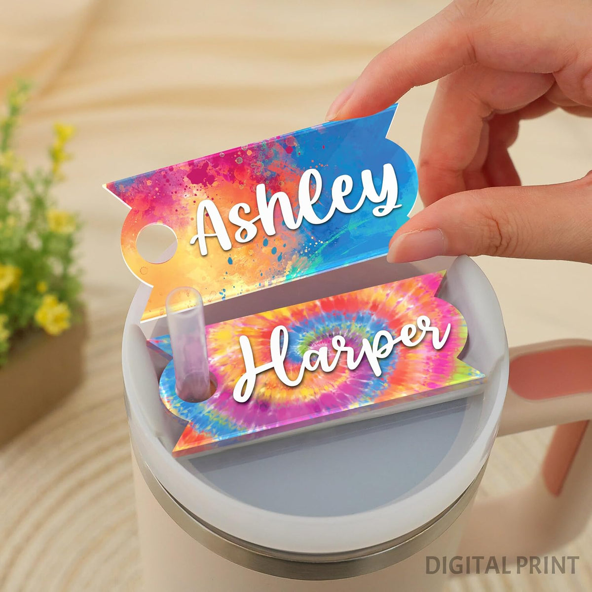 Personalized Tumbler Name Tag - Custom Drink Cup ID Tags for H2O Quencher - Customized Name Stickers for Mugs - Bright Colors & Fun Patterns - Ideal Gift for Family and Friends