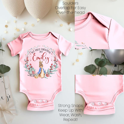 Zexpa Apparel Personalized Baby's First Christmas Baby's Onesie, Custom Cute Holiday Newborn Outfit for Girl & Boy, Customized Unisex Xmas Infant Baby Bodysuit