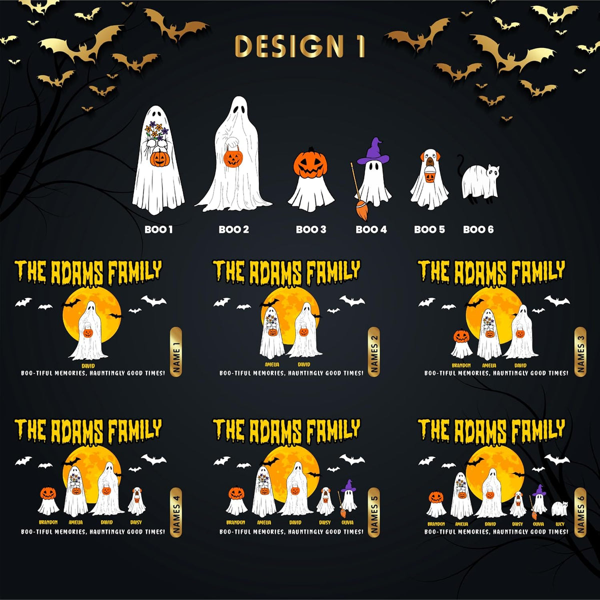 Zexpa Apparel Personalized Halloween Pot with Family Names Gifts for Gradma, Dad, Mom - Candy Bowl Customized Ghost Gift Idea for Families, Pumpkin, Put The Candies, Trick or Treat, Add Text