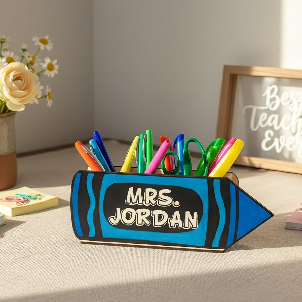 Personalized Teacher Pencil Holder with Name, Custom Desk Organizer Gift