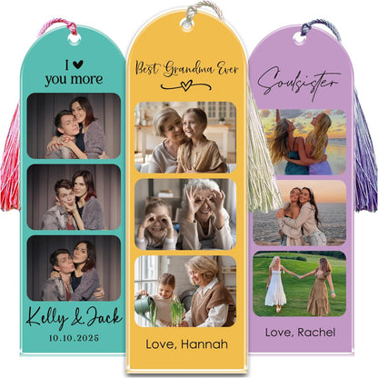 Personalized Photo Bookmark with Name, Custom 3-Photo Double-Sided Keepsake