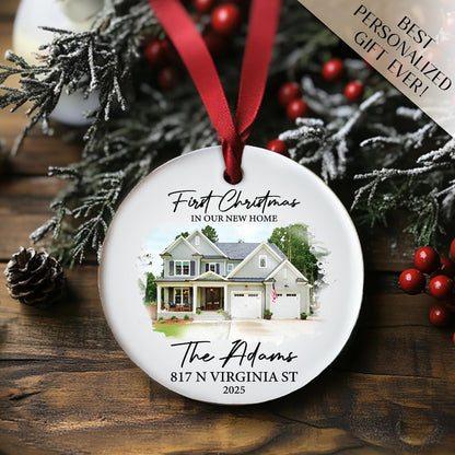 Personalized New Home Christmas Ornament with Photo, Custom Couple Keepsake