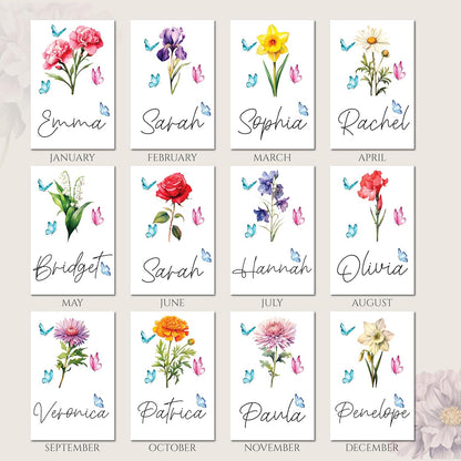 Personalized Birth Month Flower Pocket Mirror with Name - Custom Foldable Compact Travel Mirror for Women Girls – Birthday Gift for Bridesmaids, Best Friends, Mom, Daughter – 5 Colors