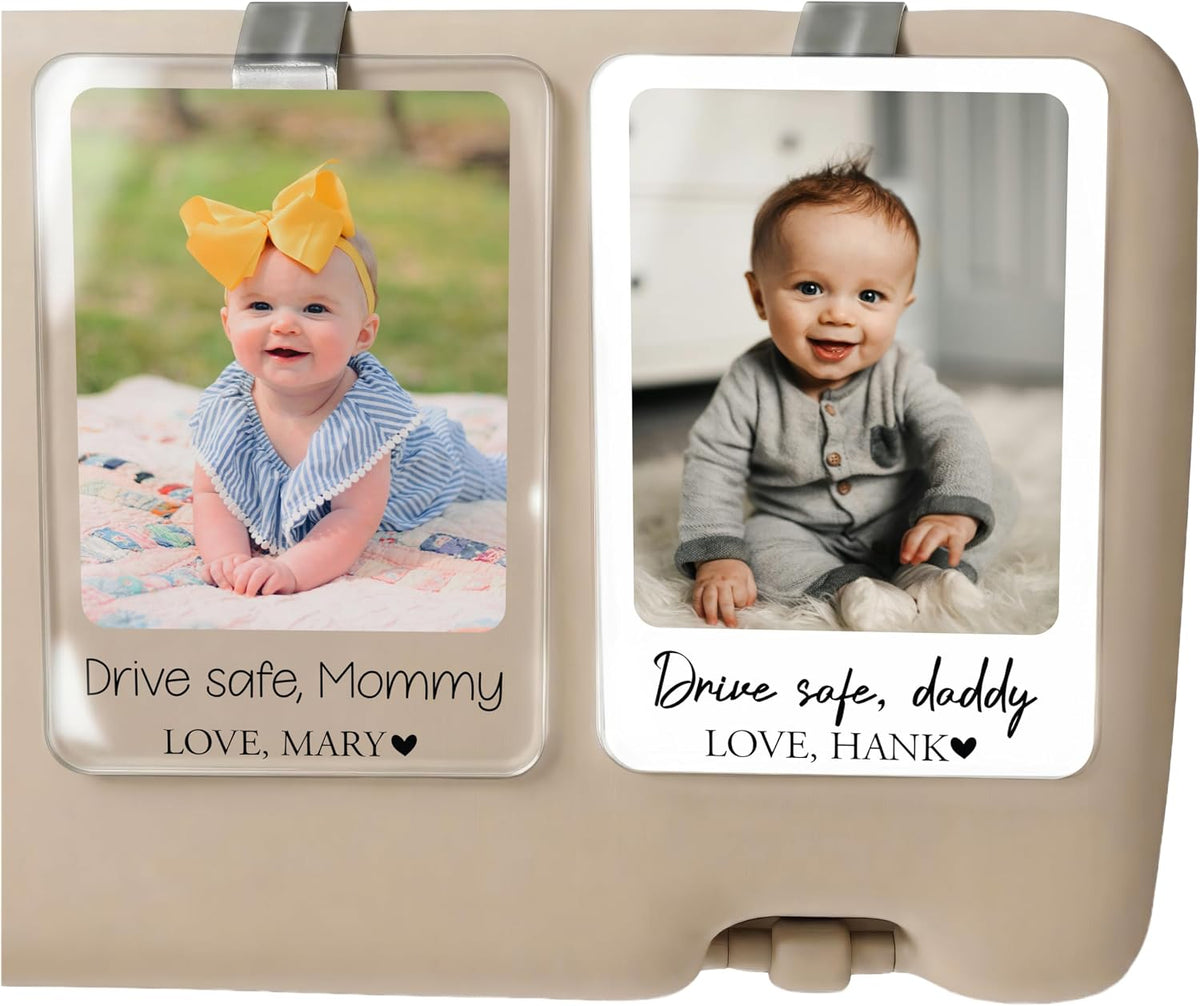 Personalized Car Visor Photo Clip – Custom Acrylic Picture Holder with Text, Gift for Dad, Mom, Husband, Wife, or Girlfriend