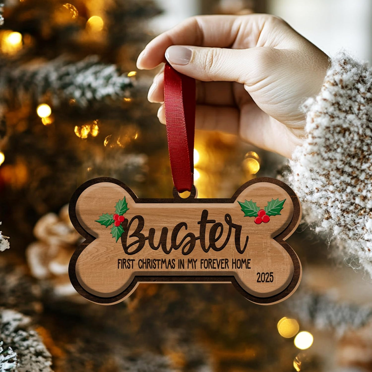 Personalized Dog Memorial Bone Ornament with Name, Custom Pet Loss Keepsake