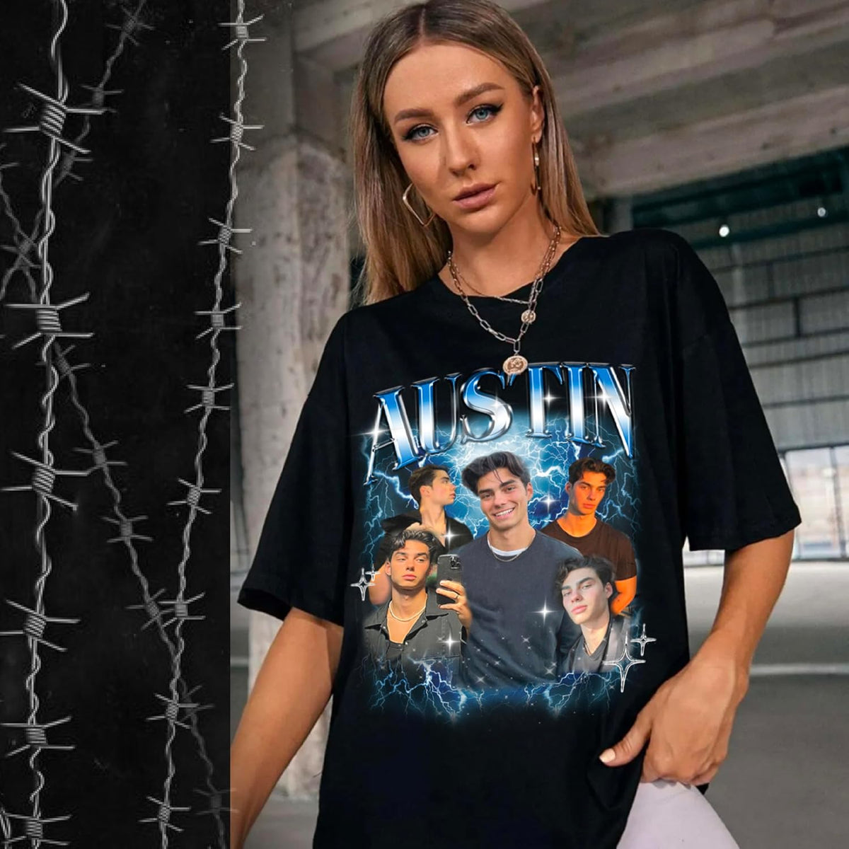 Generic Personalized Bootleg Rap Shirts for Girlfriend & Boyfriend, Custom Tee with Vintage Face Photo, Gift Idea for Birthday and Valentines Day Black, Small-XX-Large