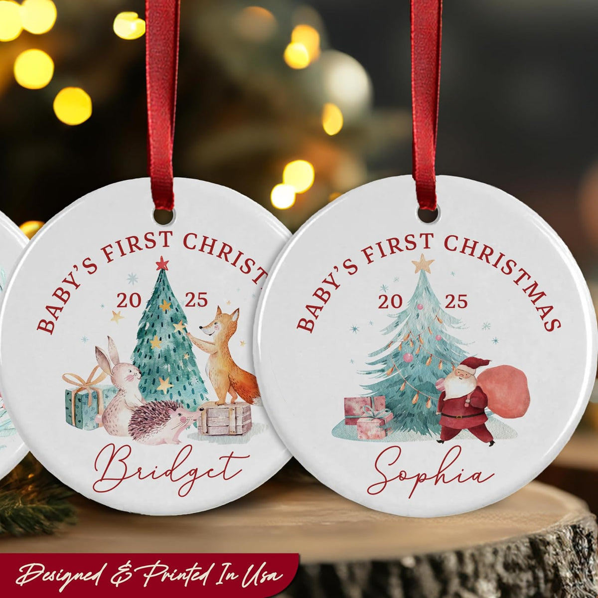 Personalized Memorial Christmas Ornaments 2025 - Custom Ceramic Hanging Xmas Ornaments for Tree - Monogrammed Keepsake Gift for Mother & Home Decor, Baby's First Christmas