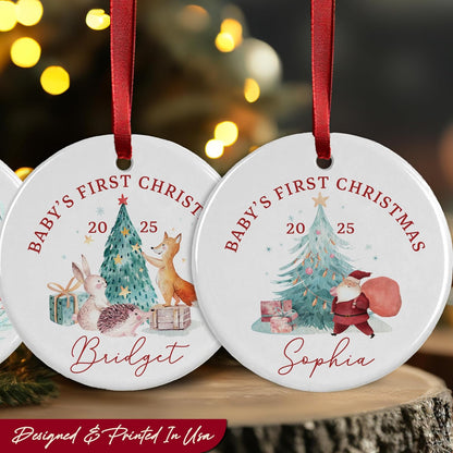 Personalized Memorial Christmas Ornaments 2025 - Custom Ceramic Hanging Xmas Ornaments for Tree - Monogrammed Keepsake Gift for Mother & Home Decor, Baby's First Christmas