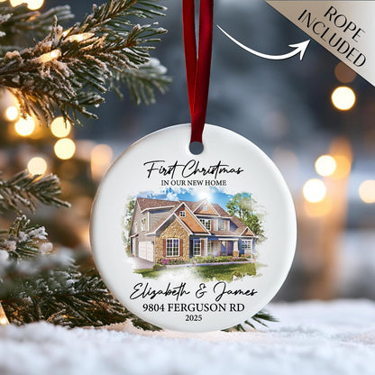 Personalized New Home Christmas Ornament with Photo, Custom Couple Keepsake