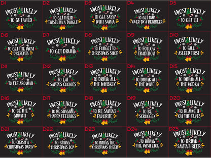 Funny Christmas Family Matching Shirts, Custom Xmas Most Likely to T-Shirts for Gifts, Personalized Tee for Men, Women, Kids and Baby's Set Multicolor