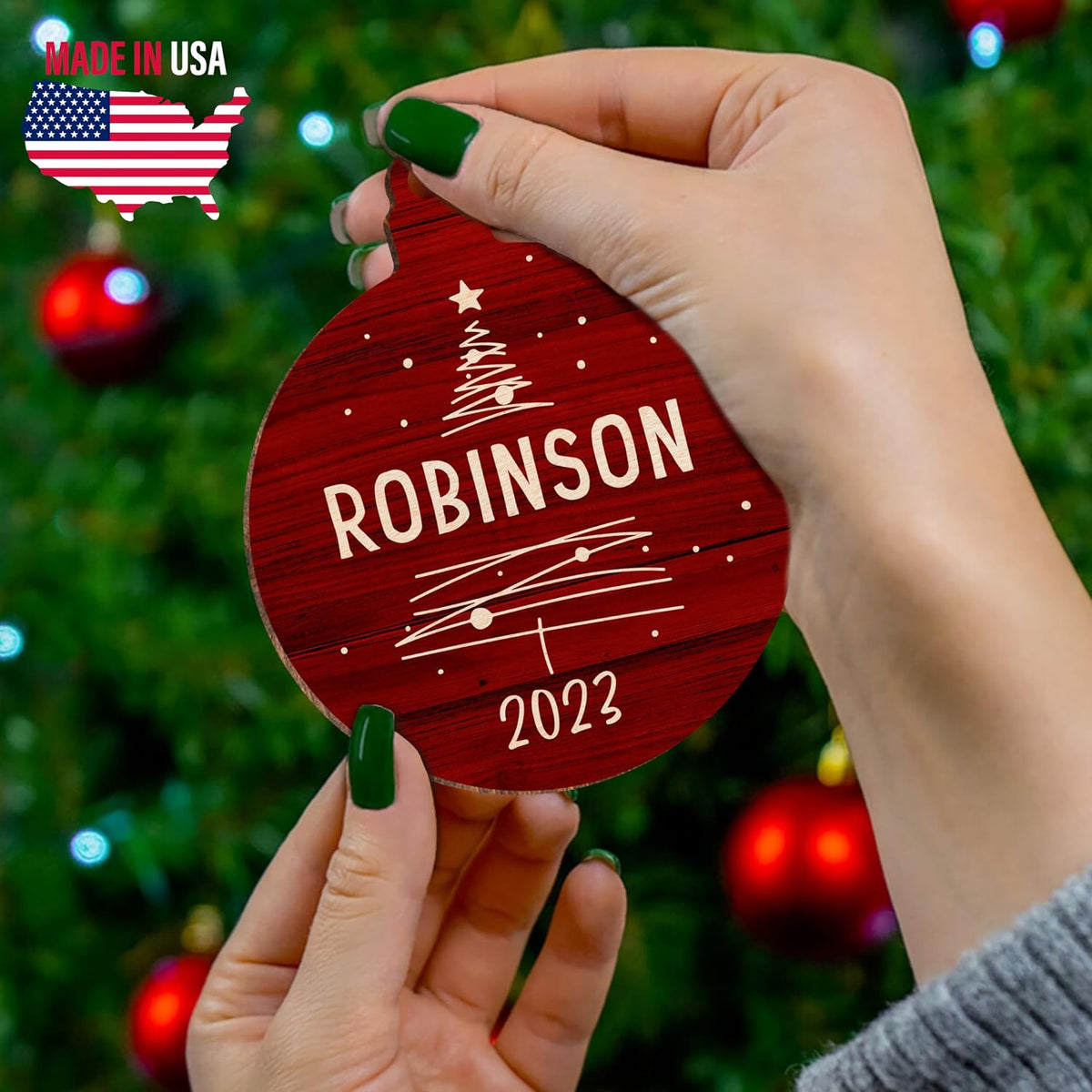 Customized Christmas Tree Decor Ornament, Personalized 2023 Xmas Stocking & Gift Tag